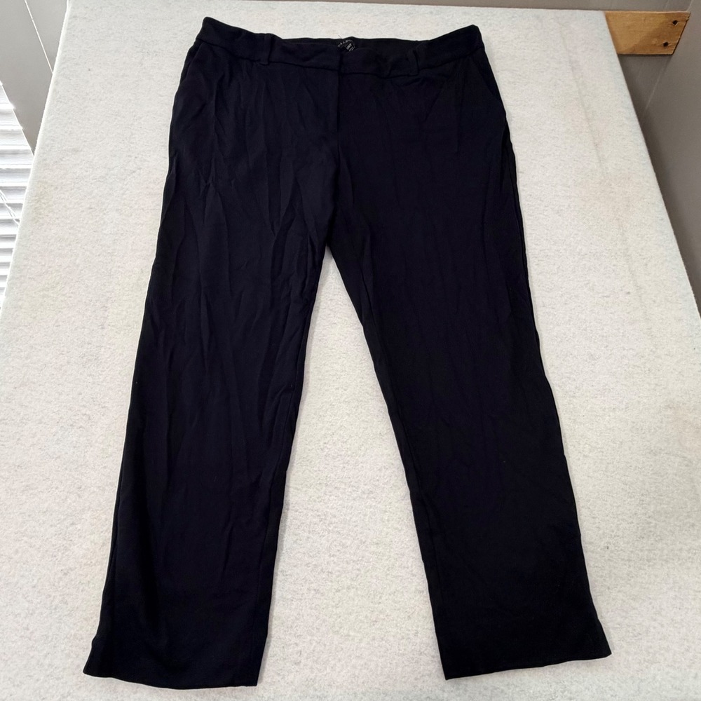 Talbots Womens 14WP Black Straight Leg Stretch Trousers Mid Rise Pants